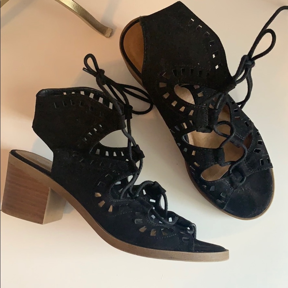 Black Suede Lace Up Booties